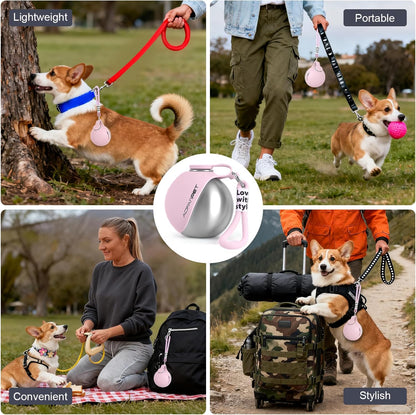 Ultimate Portable Dog Water Bottle – 10Oz Stainless Steel Travel Dispenser with No-Spill Bowl for Hiking and Walks