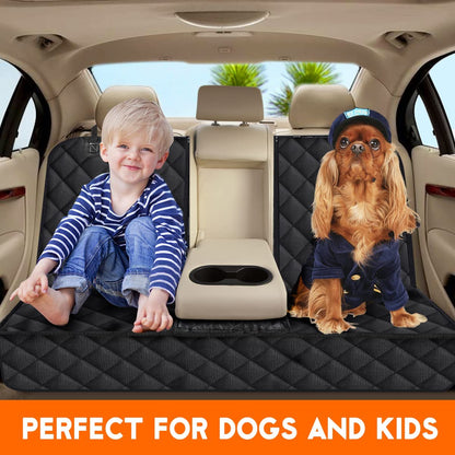 Premium Waterproof Dog Car Seat Cover - Non-Slip Rear Seat Protector for Pets, Compatible with Most Cars, SUVs, and Trucks - Black