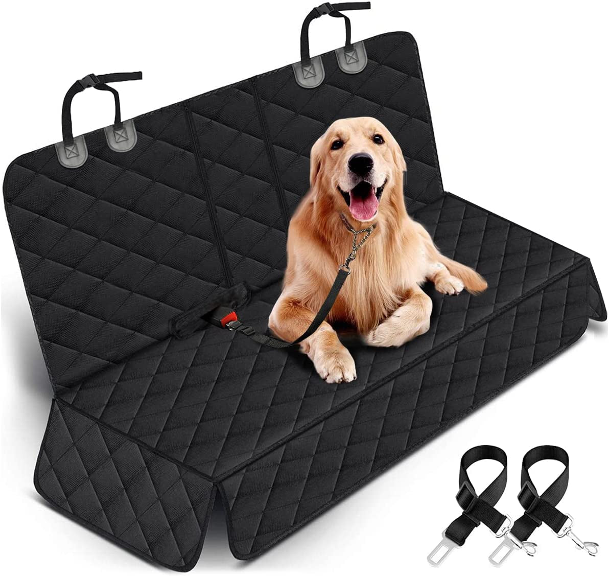 Premium Waterproof Dog Car Seat Cover - Non-Slip Rear Seat Protector for Pets, Compatible with Most Cars, SUVs, and Trucks - Black