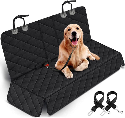 Premium Waterproof Dog Car Seat Cover - Non-Slip Rear Seat Protector for Pets, Compatible with Most Cars, SUVs, and Trucks - Black