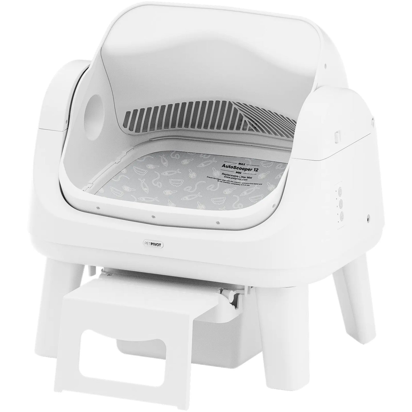 Petpivot Autoscooper 12 Lite Open Top Self Cleaning Cat Litter Box, Automatic Litter Box with 7 Pairs of Safety Sensors, Anti-Pinch Protection, Easy Access Step for Senior Cats